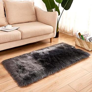 Imagem de Tapetes de pelúcia compridos ultra macios e macios em formato retangular falso pele de carneiro tapete de lã para sala de estar quarto varanda tapetes de chão