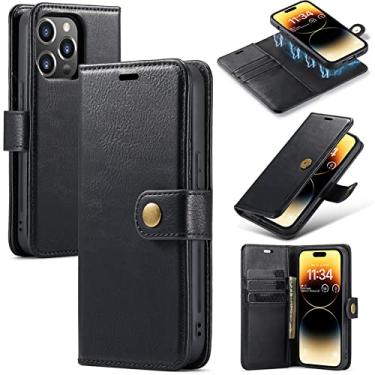 Imagem de Capa de telefone de couro magnética destacável para iPhone 14 13 12 11 Pro X XS Max XR SE 2022 8 7 6 6S Plus Carteira Capa para cartão, preta, para iPhone 7Plus 8sPlus