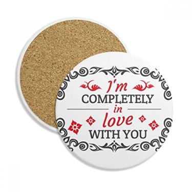Imagem de Caneca de porta-copos I'm Completely in Love With You Valentine com proteção de mesa, pedra absorvente