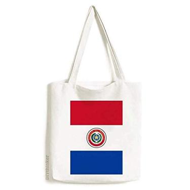 Imagem de Bolsa de lona com bandeira nacional da América do Sul do Paraguai bolsa de compras casual
