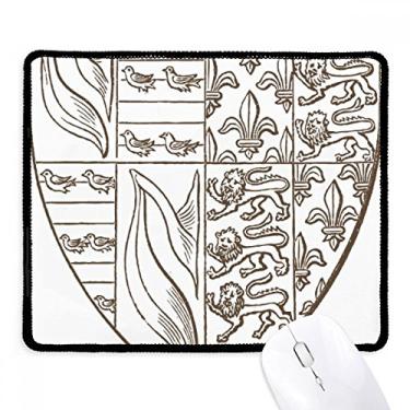Imagem de Mouse pad preto branco Art Shield estampa de ilustração de leão tapete de borracha para jogos
