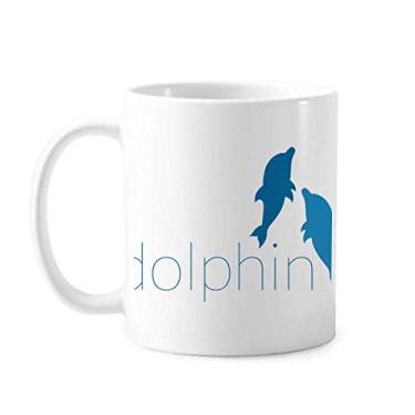 Imagem de Blue Ocean Docile Caneca de cerâmica com dois golfinhos Caneca de porcelana de café