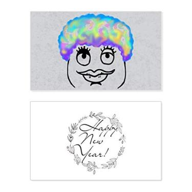 Imagem de Thick Lips Woman Black Happy Pattern New Year Festival Greeting Card Bless Message Gift