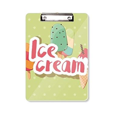 Imagem de Bloco de notas com estampa de sorvete doce verde picolé placa de apoio A4