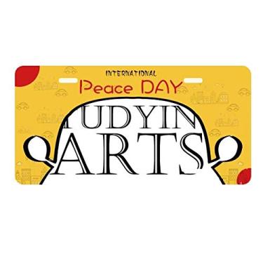 Imagem de DIYthinker Placa de licença com frase curta para estudar, arte e decoração de carro, dia da paz