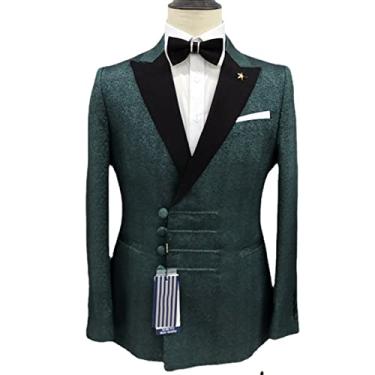 Imagem de Jaqueta masculina slim fit, 2 peças, blazer de casamento, casaco de negócios, casacos esportivos elásticos para festa, verde, PP (44/29)