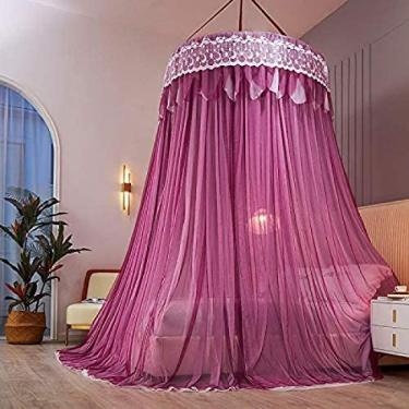 Imagem de Princess Dome Mosquito Net Dupla Camada Dossel Cama Dupla, Tenda Pendurada De Renda Para Camas De Solteiro A King Size Ideal Para Quarto Decorativo-,molho Vermelho,Pleasant63