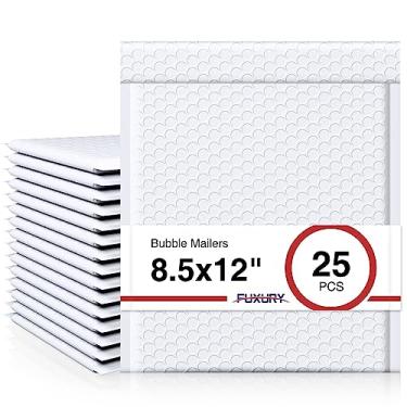 Imagem de Envelopes acolchoados Fu Global # 2 21,59 x 30,48 cm Poliéster Bolhas Envelopes Pacote com 25, White 25pcs, 8.5x12 25pcs