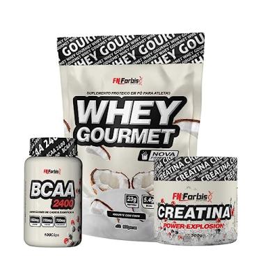 Imagem de Kit Whey Protein Refil + Creatina 300g + BCAA 100 cáps Gourmet - FN Forbis Nutrition (Iogurte de Coco)