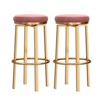 Imagem de Cadeiras de jantar cadeiras de sala de jantar conjunto com 2 banquinhos de bar giratórios, elegante banqueta de altura de balcão dourado veludo estofado para cozinha ilha sala de jantar pátio (altura do assento: 65 cm/75 cm) Tudo está bem