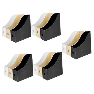 Imagem de PRETYZOOM 15 Peças Bege E Preto Porta-Revistas Porta-Revistas Porta-Documentos Escrivaninha Mesa Branca Para Livros Domésticos Arquivo Estante De Livros Estante De Livros De