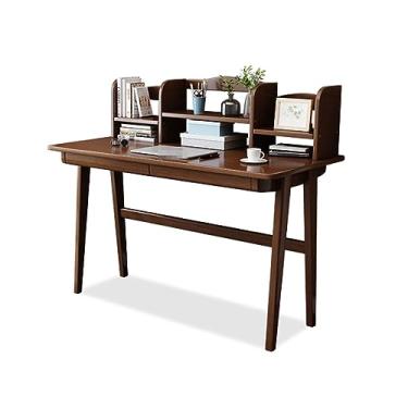 Imagem de JITEM Mesa de computador com estante de madeira para escritório em casa, mesa de escrita, mesa de maquiagem moderna, mesa de trabalho e laptop para quarto