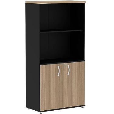 Imagem de Armário Misto Pe25 Pandin 79,20 cm (largura) em Mdp Cor Noce Naturalle e Preto com Duas portas e Prateleira superior