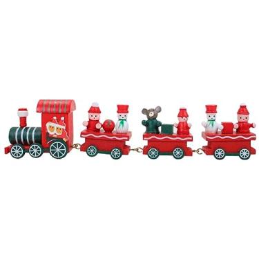 Imagem de Boneco Papai Noel Trenzinho De Madeira Decor Vermelho Natal