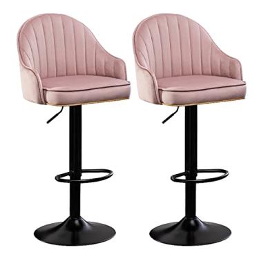 Imagem de Cadeiras de jantar cadeiras de sala de jantar elegantes bancos de bar giratórios ajustáveis conjunto de 2 cadeiras de bar de cozinha de veludo acolchoado grosso de veludo com encosto e apoio para os pés, bancos de bar de café da manhã com encosto alto para casa Kitc