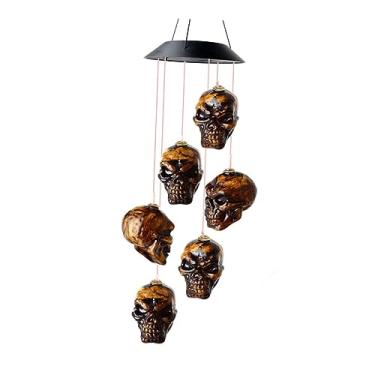 Imagem de Abaodam 1 Peça Sinos De Vento De Caveira Decoração De Casa Decoração De Halloween LED Luzes De Caveira Sino De Vento De Halloween Luzes De Jardim De Halloween Luzes De Jardim Ao Ar Livre