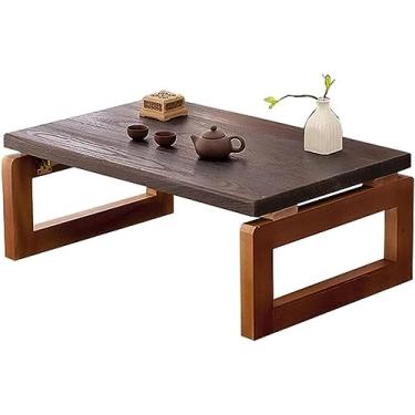 Imagem de Mesa de centro marrom 60/70/80 cm de madeira moderna minimalista de madeira minimalista japonesa mini mesa de chá japonesa de madeira maciça tatame