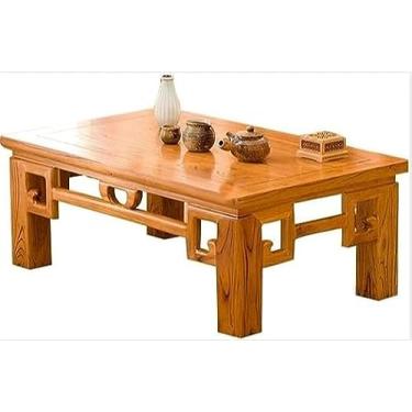 Imagem de Marrom, de madeira, mesa de café, mesa chinesa antiga esculpida Kang, mesa de centro japonesa tatame, mesa de janela de madeira maciça, mesa baixa de olmo antigo
