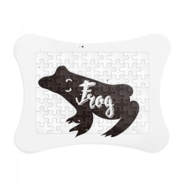 Imagem de Moldura de quebra-cabeça de animal preta e branca de sapo ornamento de jogos de quebra-cabeça