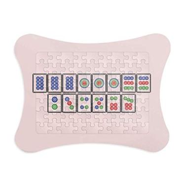 Imagem de Flush Suit Moldura de quebra-cabeça de azulejos Mahjong Decoração de imagem Enfeite de jogo de quebra-cabeça