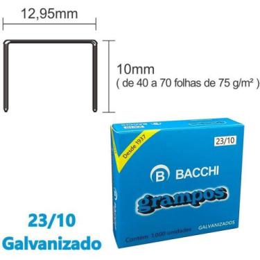 Imagem de Grampo Para Grampeador 23/10 Galvanizado 1000 Grampos - Bacchi