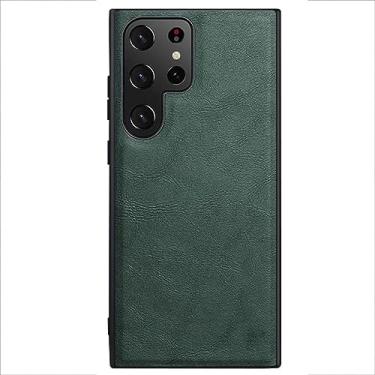 Imagem de LXURY Capa para Samsung Galaxy S23 Ultra/S23 Plus/S23, capa de couro empresarial ultrafina com proteção de câmera de tela premium TPU macio, verde, S23 de 6,1 polegadas