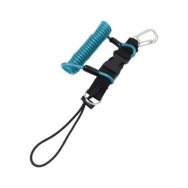 Imagem de Dynwave Cordão de mergulho pulseira corda de segurança com gancho metal câmera cordão freediving corda para câmeras de mergulho à deriva ferramentas, azul