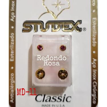 Imagem de Brinco Studex Classic 4Mm Bezel Rosa Medio Dourado