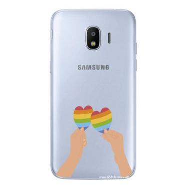Imagem de Capa Case Capinha Samsung Galaxy  J2 Pro Arco Iris Mãos Com Corações -