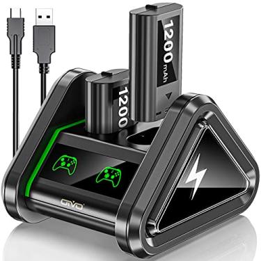 Imagem de Pacote de bateria recarregável com estação de carregamento para Xbox, 2 baterias recarregáveis de 1200 mAh com base de carregamento para controles Xbox Series X|S/Xbox One X|S/Elite – Cabo USB-C incluído…