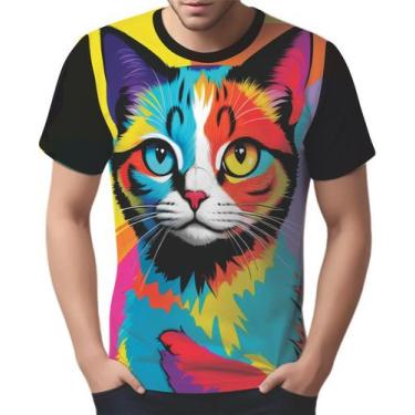 Imagem de Camisa Camiseta Tshirt Gato Gatinho Pop Art Abstrata Hd 1 - Enjoy Shop