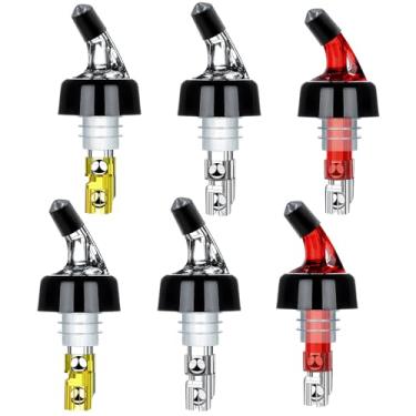 Imagem de Derramadores de garrafa de licor medidos de dose rápida bico de garrafa de despejador bebidas, dosador de vinho dispensador de coquetel ferramentas de bar doméstico (pacote com 6)