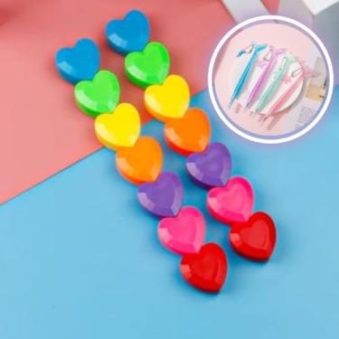 Imagem de Marca Texto Coração com Caneta Fofa (7 pecas)- Kawaii - (multicolorida)