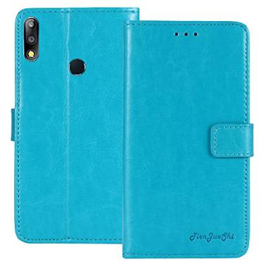 Imagem de TienJueShi Blue Book Stand Premium Retro Business Flip Capa de telefone protetora de couro para Asus Zenfone Max M2 ZB633KL 6,2 polegadas TPU Silicone Capa Etui Wallet