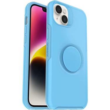 Imagem de OtterBox + Capa fina da série Pop Symmetry para iPhone 14 Plus (SOMENTE) com PopSockets PopGrip - embalagem não varejista - (You Cyan This (azul))