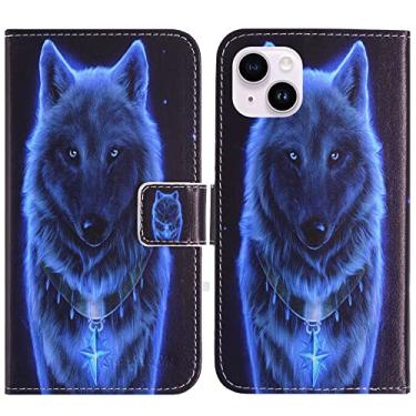 Imagem de TienJueShi Wolf Fashion Stand TPU Silicone Book Stand Flip PU Leather Protector Phone Case para Apple iPhone 14 6,1 polegadas Capa Carteira Etui