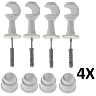 Imagem de Kit 4 Suporte Para Varão Cortina Com Ponteira 28mm Branco