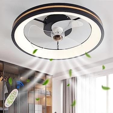 Imagem de Ventilador de teto LED com iluminação, luz de teto Ventilador regulável de 40W Lâmpada de teto ajustável com velocidade do vento Luz de teto com controle remoto para quarto de criança Sala d