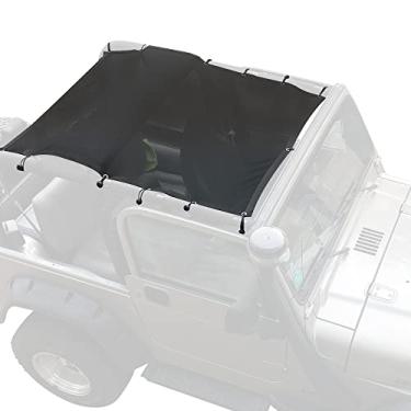Imagem de Guarda-sol para Jeep Wrangler TJ 1996-2007 Guarda-sol de malha de comprimento total, TJ Sunshade Bikini Soft Top Net, bloqueia UV, vento, ruído, preto