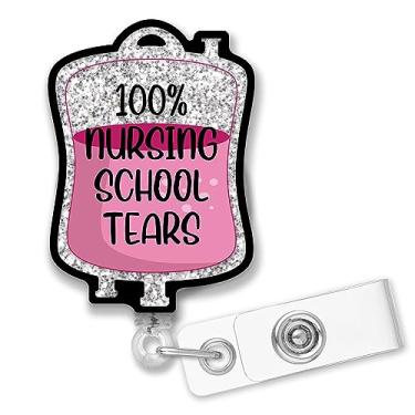 Imagem de QYUVK Carretel retrátil 100% de alunos de enfermeira com clipe jacaré, pacote com glitter prateado divertido, suporte de crachá para presente para médicos, enfermeiros, escolas de enfermagem, estudantes de graduação médica
