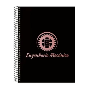 Imagem de Caderno Universitário Espiral 20 Matérias Profissões Engenharia Mecânica (Preto e Rosê)