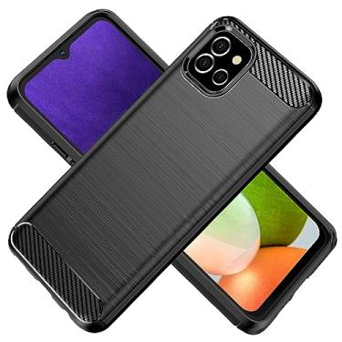 Imagem de KOARWVC Capa de telefone para Galaxy A04e, Samsung A04e SM-A042F SM-A042F/DS, capa traseira de TPU macio à prova de choque de fibra de carbono para Samsung Galaxy A04e (preto)