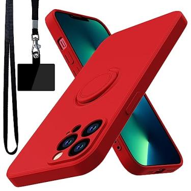 Imagem de YSLBWLE Capa para iPhone 13 Pro, suporte de anel giratório de 360° integrado|Forro de microfibra macio antiarranhões | Suporte para carro | Capa de telefone para iPhone 13 Pro para meninas e mulheres