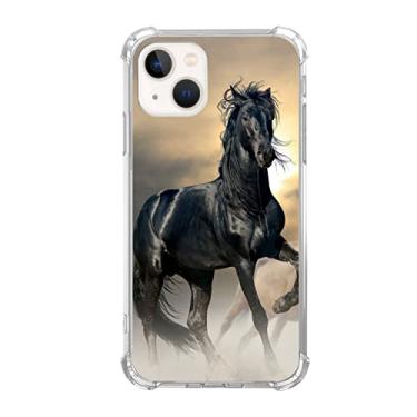 Imagem de Mofreore Capa de cavalo preto compatível com iPhone 15, capa de cavalo animal legal para iPhone 15, capa protetora de TPU com design exclusivo