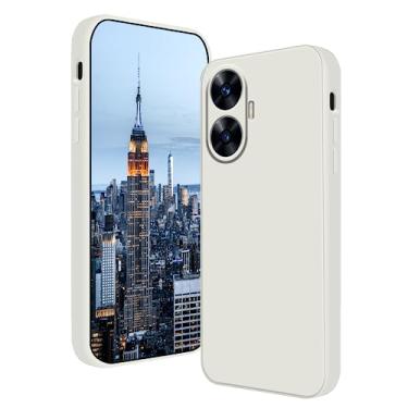 Imagem de Wousunly Compatível com Realme C55 Capa de silicone líquido verde escuro, macio toque suave Realme C55 capa fina de silicone à prova de choque (branca)