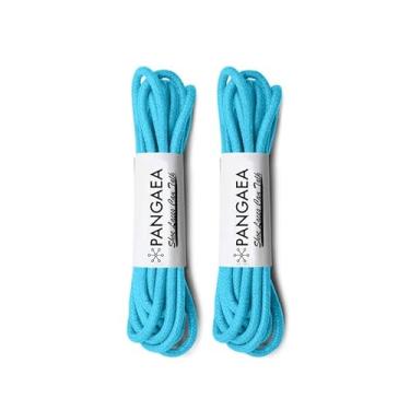 Imagem de PANGAEA [4 cadarços] Pacote com 2 pares de cadarços Oxford redondos encerados para sapatos sociais Chukka 9,5 cm de espessura, #18 Azul celeste, 34in (86cm)