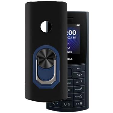 Imagem de MILEGOO Capa de telefone ultrafina para Nokia 110 4G 2023 + suporte de suporte de anel, pudim de gel de silicone macio para Nokia 110 4G 2023 4.6 cm (BlueRing-B)