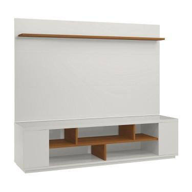 Imagem de Rack Heloísa 2 Portas E Painel Lívia C03 177 Cm Cor Laca Off White/caramelo