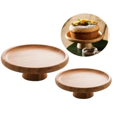 Imagem de Kit 2 Bases Boleira Pratos De Bambu Com Pé 20 E 18cm Petisco