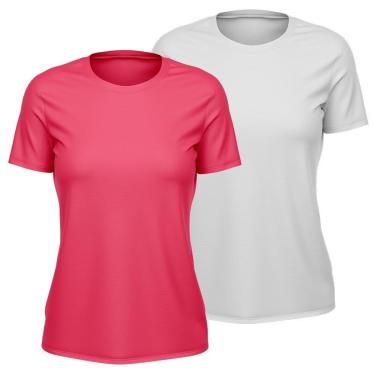 Imagem de Kit 2 Camisetas Feminina Dry Manga Curta Proteção UV Slim Básica Academia Treino ness-Feminino